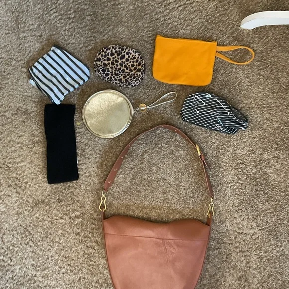 Vince Camuto Brown Leather Crossbody Bag Gold Hardware Adjustable Strap Mini - Picture 6 of 12